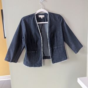 Dark Blue Denim Jacket with Fringe